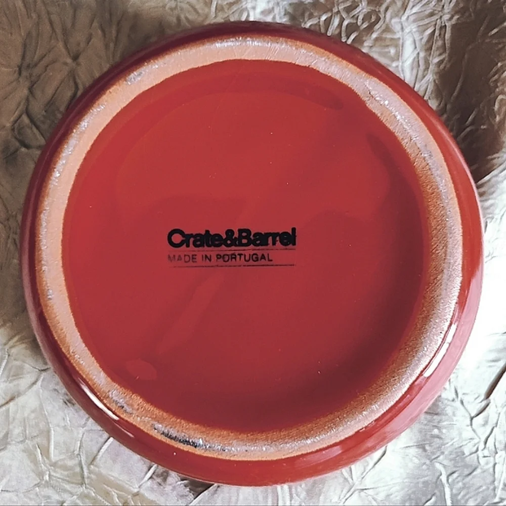 Crate & Barrel Brand Salsa Chili Guacamole Terra Cotta Bowl Ladle 2 Pieces NEW